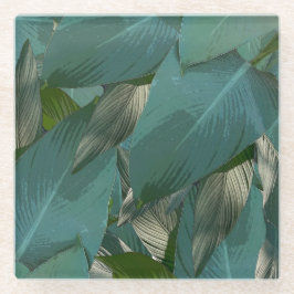 Posavasos De Vidrio Hojas verdes tropicales