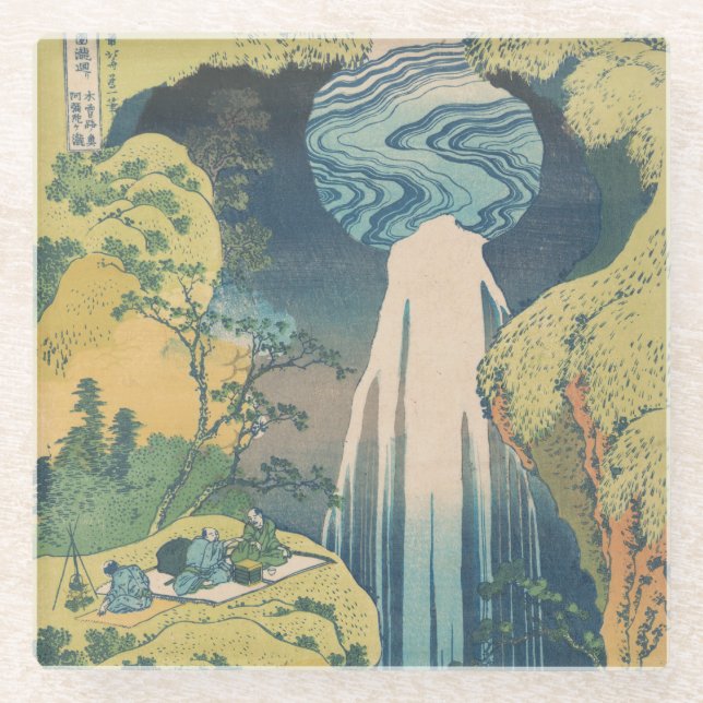 Posavasos De Vidrio Hokusai Amida cae cascada (Anverso)