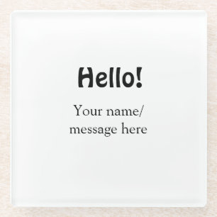 Posavasos De Vidrio Hola agregar mensaje de nombre simple mínimo tem d