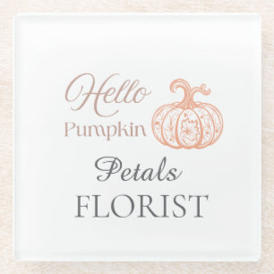 Posavasos De Vidrio Hola Calabaza Floristería Negocio Halloween Brandi