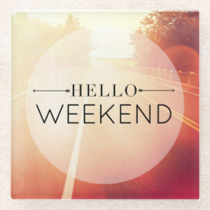 Posavasos De Vidrio Hola fin de semana 3