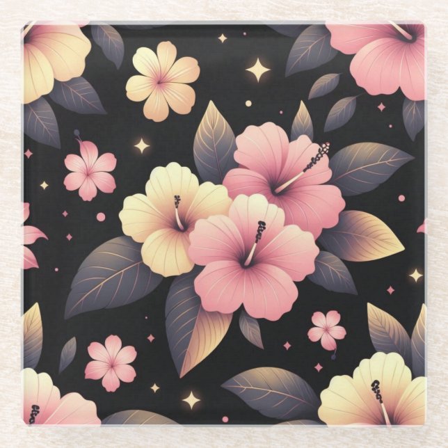 Posavasos De Vidrio Hola Hibiscus (Anverso)