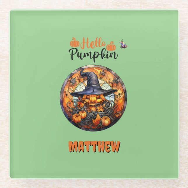 Posavasos De Vidrio Hola Scary Hallowe'en Pumpkin (Anverso)