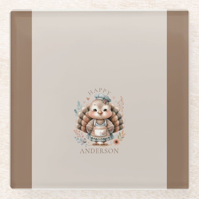 Posavasos De Vidrio Holiday Turquía Añadir texto Personalizado (Anverso)