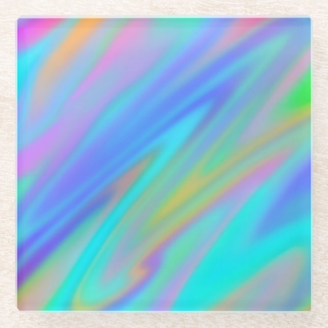 Posavasos De Vidrio Holograma lujoso de lujo azul violeta (Anverso)