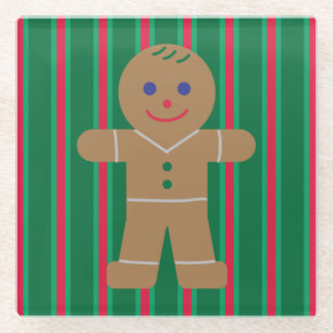 Posavasos De Vidrio Hombre de Jengibre Navideño Divertido y Elegante
