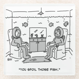 Posavasos De Vidrio Hombre frena su pescado tropical - Personalizado d