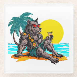 Posavasos De Vidrio hombre lobo de vacaciones