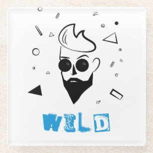 Posavasos De Vidrio Hombre salvaje - Hombre esbozado en negro, blanco