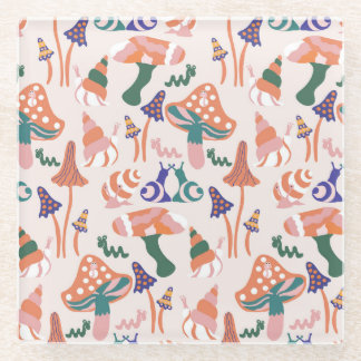 Posavasos De Vidrio Hongos otoñales, diseño inmaculado y colorido.