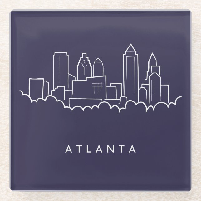 Posavasos De Vidrio Horizonte de Atlanta (Anverso)