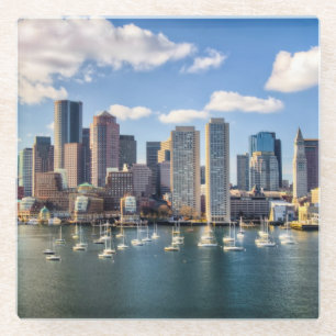 Posavasos De Vidrio Horizonte de Boston de la costa