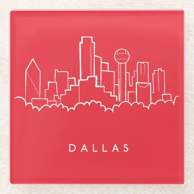 Posavasos De Vidrio Horizonte de Dallas Tejas (Anverso)