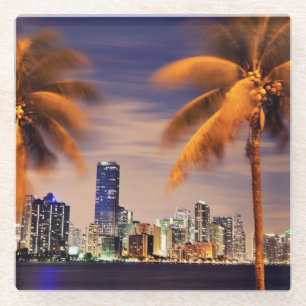 Posavasos De Vidrio Horizonte de los E.E.U.U., la Florida, Miami en la