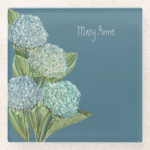 Posavasos De Vidrio Hortensia Azul