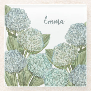 Posavasos De Vidrio Hortensia Azul