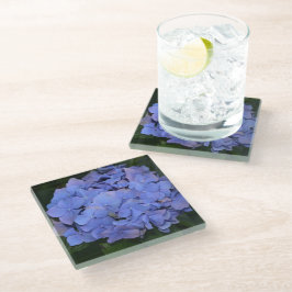 Posavasos De Vidrio Hortensia macrophylla Morada Rústica  