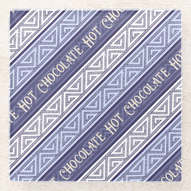 Posavasos De Vidrio Hot Chocolate White Lilac & Purple Celtic Stripes (Anverso)