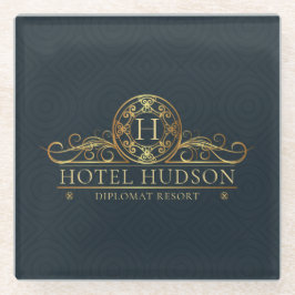 Posavasos De Vidrio Hotel Business Branding Luxury Gold