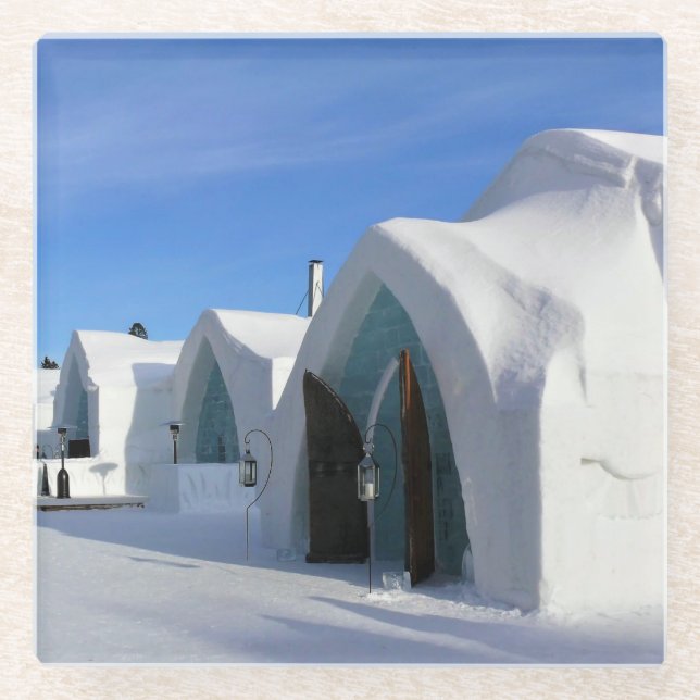 Posavasos De Vidrio Hotel de Glace, Quebec, Canadá (Anverso)