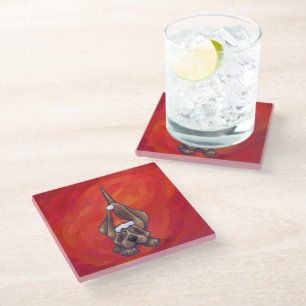Posavasos De Vidrio Hound Dog Navidades En Rojo