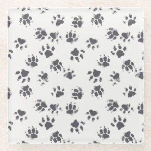 Posavasos De Vidrio Huellas de trazo: Perro Monocromo sin soldadura.