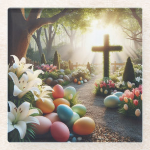 Posavasos De Vidrio Huevo cruzado/de Pascua/Lilly