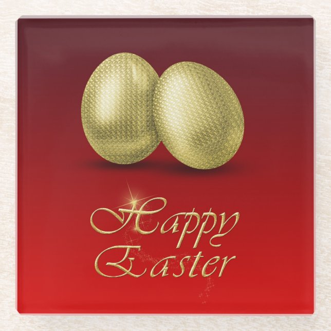 Posavasos De Vidrio Huevos de Pascua Dorada - Pascua de vidrio (Anverso)