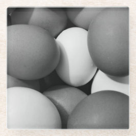 Posavasos De Vidrio Huevos de pollo en blanco y negro