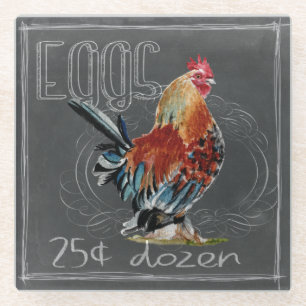Posavasos De Vidrio Huevos De Rooster En Chalkboard