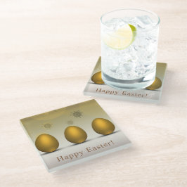 Posavasos De Vidrio Huevos modernos de Pascua Dorada