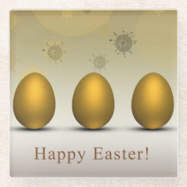 Posavasos De Vidrio Huevos modernos de Pascua Dorada