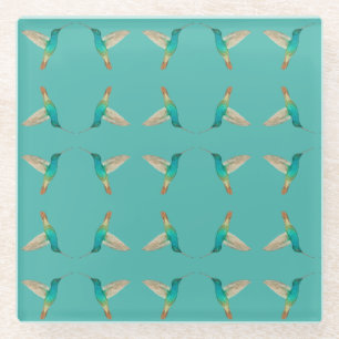 Posavasos De Vidrio Hummingargavilleros turquesa