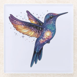 Posavasos De Vidrio Hummingbird con pájaro de Stary Night Sky