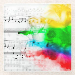 Posavasos De Vidrio Humo arco iris en hoja de música