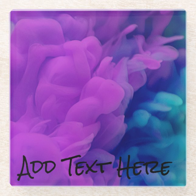 Posavasos De Vidrio Humo digital púrpura y azul (Anverso)