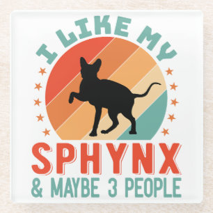 Posavasos De Vidrio Humor de propietario de gato sin pelo canadiense