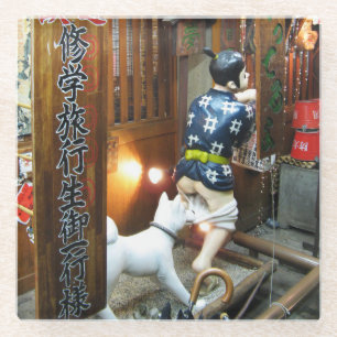 Posavasos De Vidrio Humor Japonés - Perro Bajando Pantalones