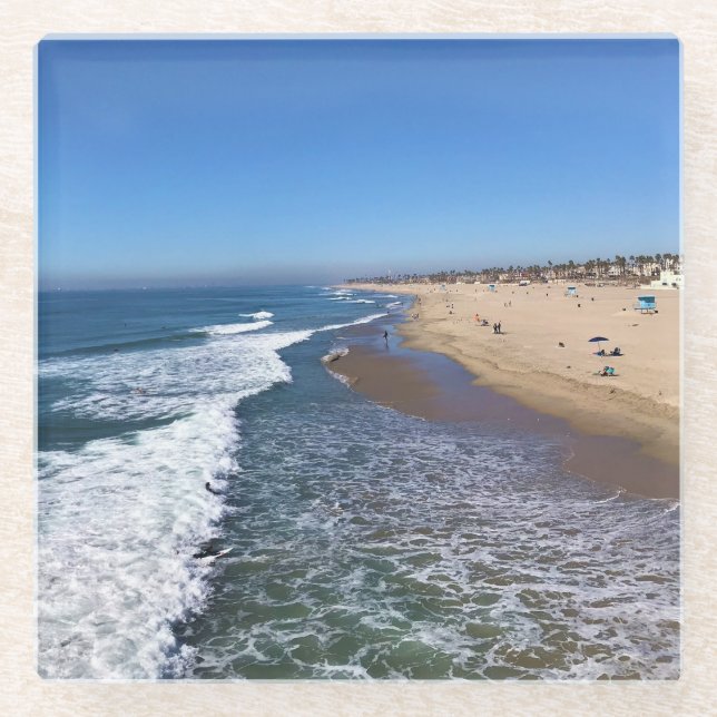 Posavasos De Vidrio Huntington Beach, California (Anverso)