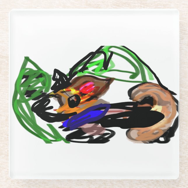 Posavasos De Vidrio Husky joy (Anverso)