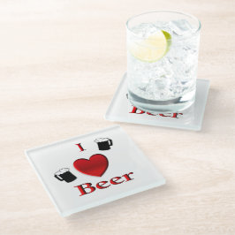Posavasos De Vidrio I Heart Beer Design