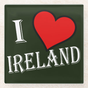 Posavasos De Vidrio I Heart Ireland con coastercn