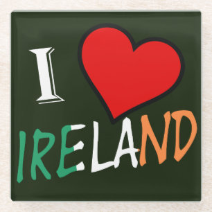 Posavasos De Vidrio I Heart Ireland overlay Glass Coaster cn
