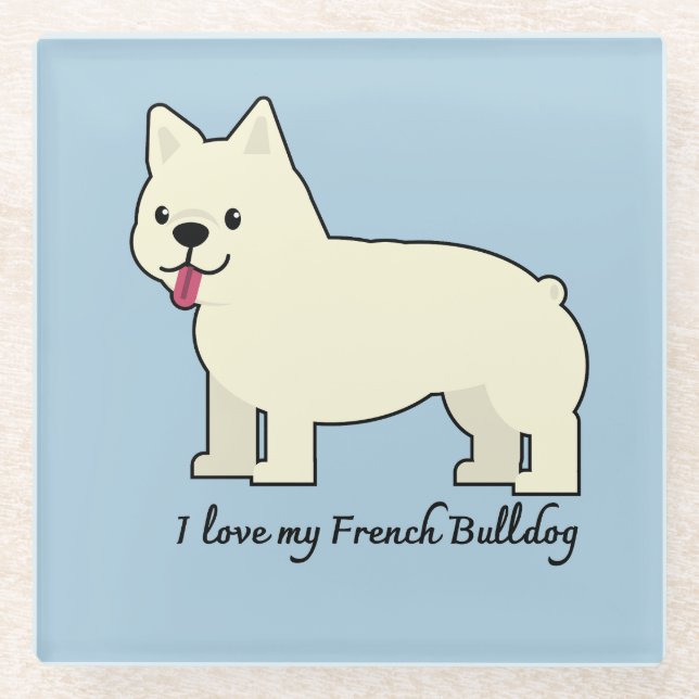 Posavasos De Vidrio I love my French Bulldog (Anverso)