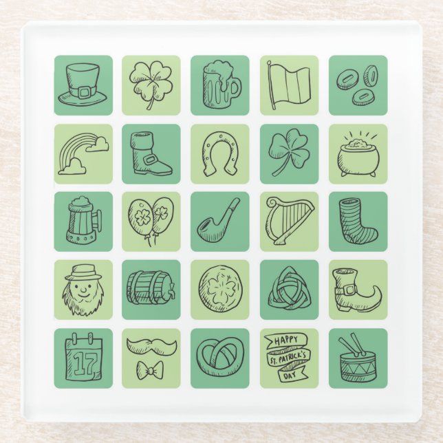 Posavasos De Vidrio Iconos de mano de St. Patrick635 (Anverso)