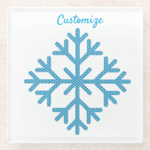 Posavasos De Vidrio Icy Blue Snowflake Thunder_Cove 