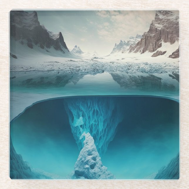 Posavasos De Vidrio Icy Mountain View (Anverso)