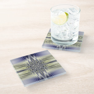 Posavasos De Vidrio Ilusión óptica fractal colorido
