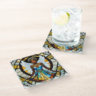 Posavasos De Vidrio Ilustracion Ángel Africano Americano de Vidrio Man