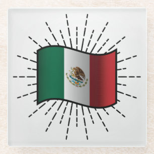 Posavasos De Vidrio Ilustracion Bandera Nacional de México